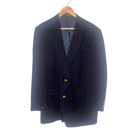 Hart Schaffner&Marx 40R Wool Blazer Old Money Gold Buttons Jacket Navy Blue EUC! - Picture 2 of 9